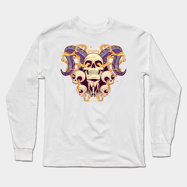 Baphomet Skull Long Sleeve T-Shirt by DionArts